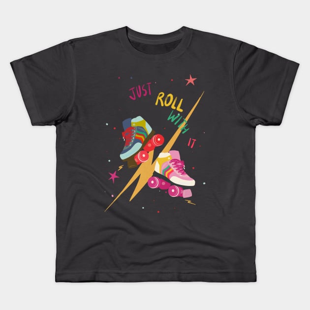 Just Roll with it Kids T-Shirt by Guncha Kumar